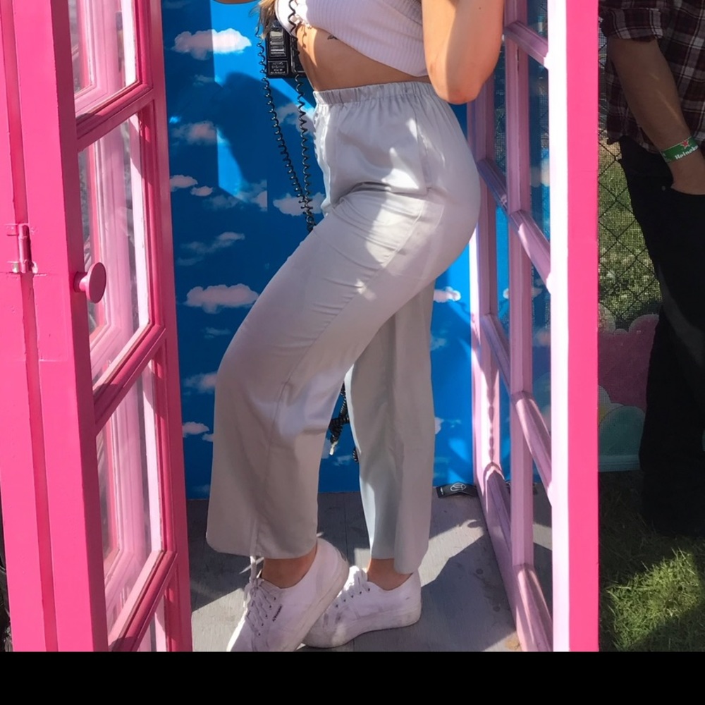 Silky light blue crop pants